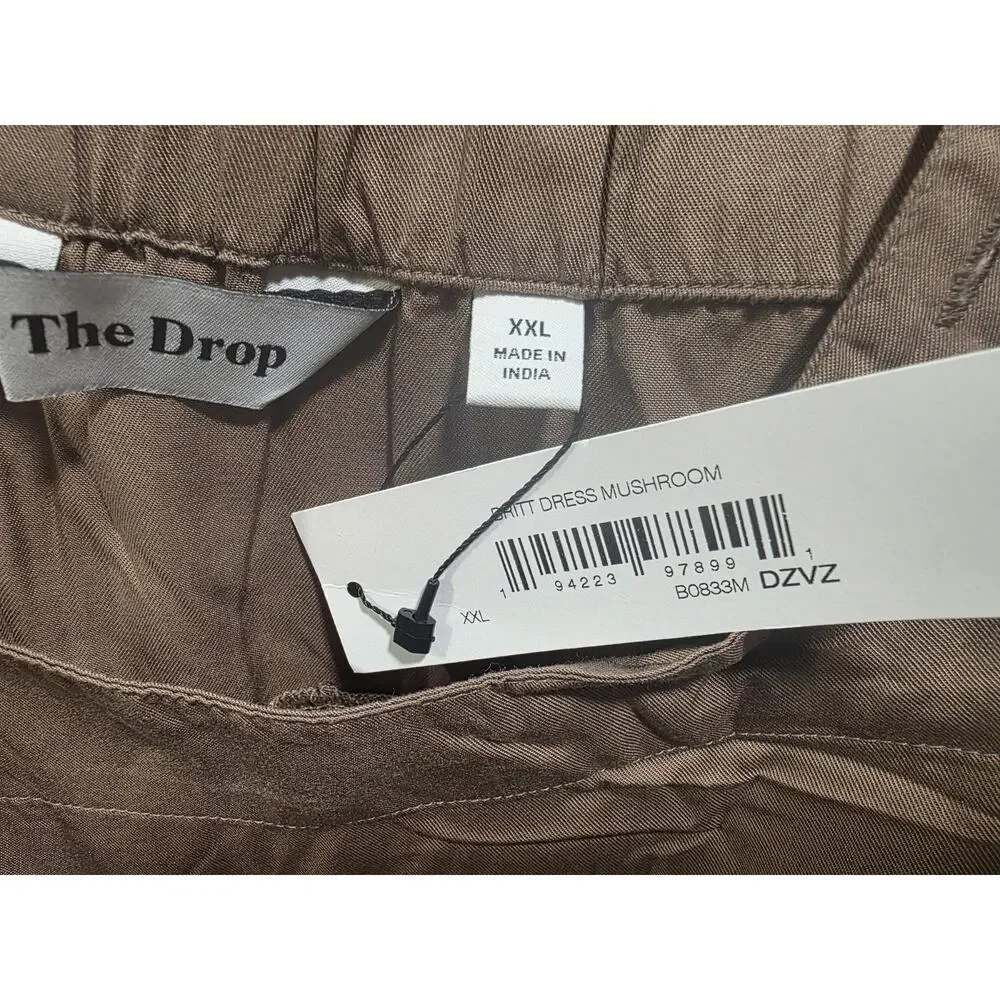 The Drop Women's Britt Tiered Maxi Dress Mushroom Brown 100% Tencel XXL NWT - Picture 7 of 11